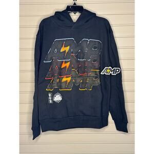 AMP Men's Medium Graphic Hoodie Black Lightning Streetwear Pullover NWT